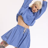 Blue Check Shirt And Mini Skirt Set