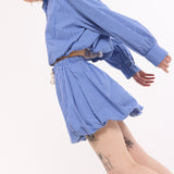 Blue Check Shirt And Mini Skirt Set