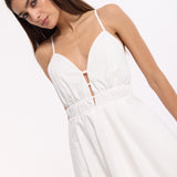 White Strappy Cut-Out Cotton Maxi Dress