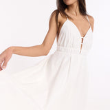 White Strappy Cut-Out Cotton Maxi Dress