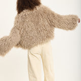 Camel Shaggy Faux Fur Jacket