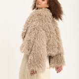 Camel Shaggy Faux Fur Jacket