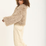 Camel Shaggy Faux Fur Jacket