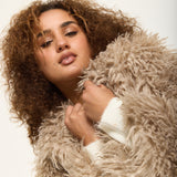 Camel Shaggy Faux Fur Jacket