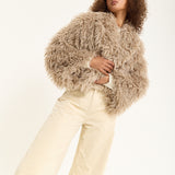 Camel Shaggy Faux Fur Jacket