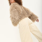 Camel Shaggy Faux Fur Jacket