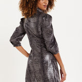 House Of Holland Mini Dress in Grey Wet Look Zebra Stripe