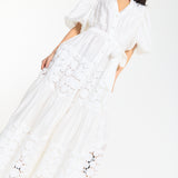 White Lace Panel Maxi Dress