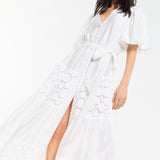 White Lace Panel Maxi Dress