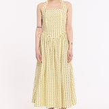 Yellow Polka Dot Halter Neck Cotton Maxi Dress
