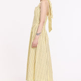 Yellow Polka Dot Halter Neck Cotton Maxi Dress