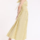 Yellow Polka Dot Halter Neck Cotton Maxi Dress