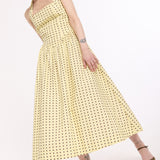 Yellow Polka Dot Halter Neck Cotton Maxi Dress