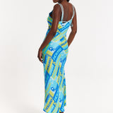 House Of Holland Printed Cowl Neck Midi Dress
