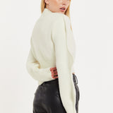 House Of Holland Lip Embroidery Wave Sleeve Jumper In White
