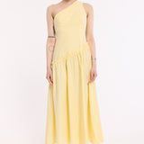 Yellow One Shoulder Midi Dress