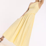 Yellow One Shoulder Midi Dress