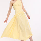 Yellow One Shoulder Midi Dress
