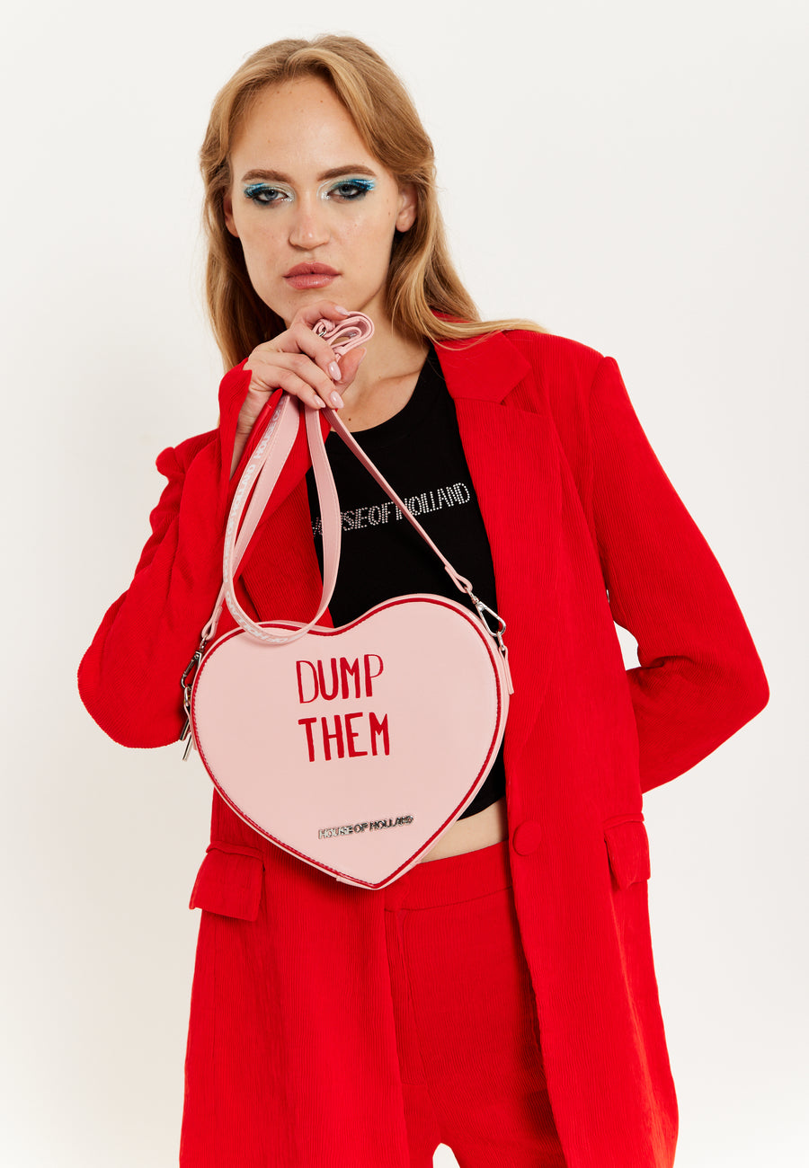 House of Holland Bitter Sweet Heart Handbag With ''Dump Them'' Message