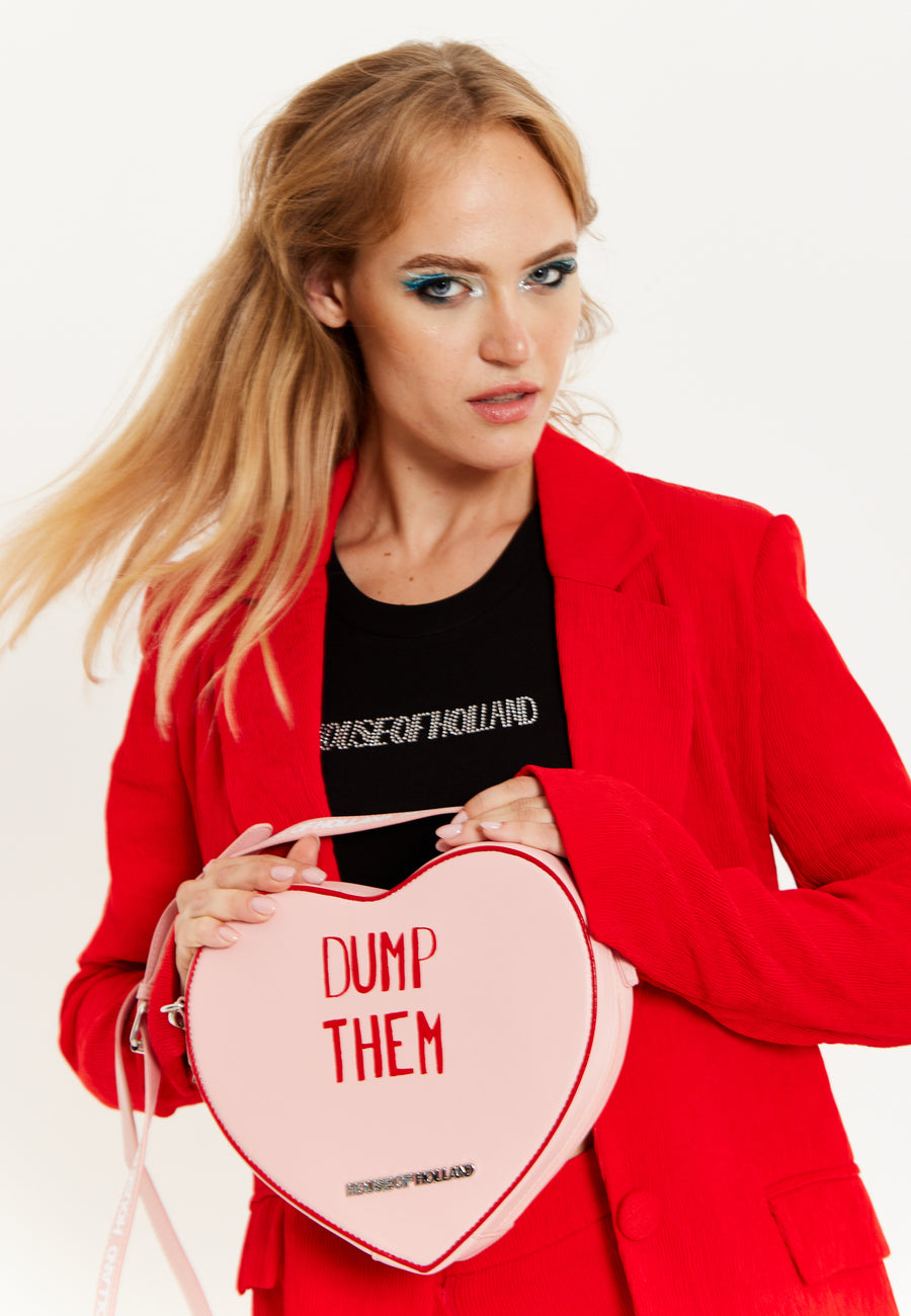 House of Holland Bitter Sweet Heart Handbag With ''Dump Them'' Message