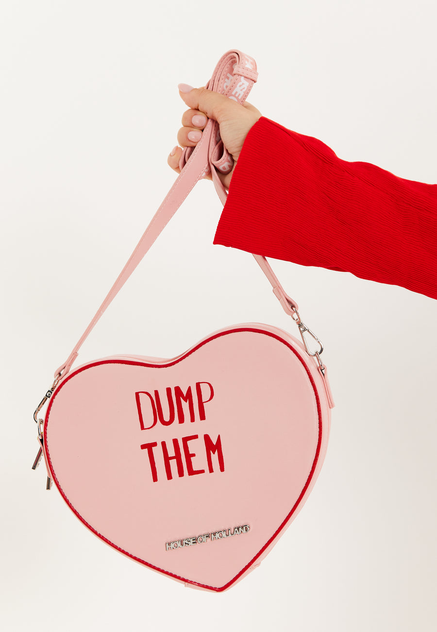 House of Holland Bitter Sweet Heart Handbag With ''Dump Them'' Message