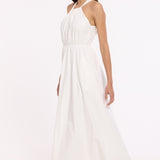 White Halter Neck Maxi Dress