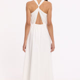 White Halter Neck Maxi Dress