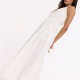 White Halter Neck Maxi Dress
