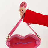House Of Holland Lip Shape Shoulder Bag In Pink With Acrylic Front