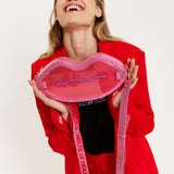 House Of Holland Lip Shape Shoulder Bag In Pink With Acrylic Front