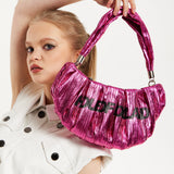 House Of Holland Crinkle Shoulder And Crossbody Bag Fuschia Pink