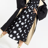 Contrast Collar Trench Coat