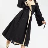 Contrast Collar Trench Coat