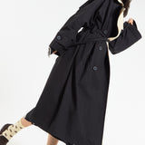 Contrast Collar Trench Coat