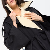 Contrast Collar Trench Coat