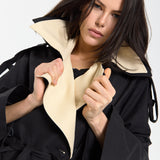 Contrast Collar Trench Coat