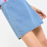 Blue Stripe Wrap Style Mini Skort