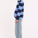 Blue Stripe Rugby Style Cotton Top