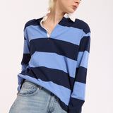 Blue Stripe Rugby Style Cotton Top