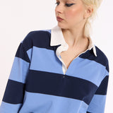 Blue Stripe Rugby Style Cotton Top