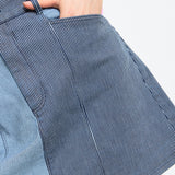 Two Tone Stripe Denim Mini Skirt