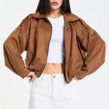 Camel Oversized Faux Suede Jacket