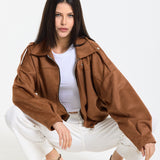 Camel Oversized Faux Suede Jacket