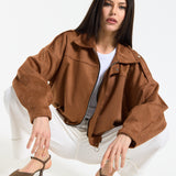 Camel Oversized Faux Suede Jacket