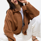 Camel Oversized Faux Suede Jacket
