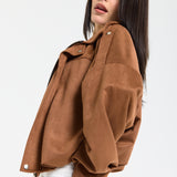Camel Oversized Faux Suede Jacket