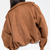 Camel Oversized Faux Suede Jacket