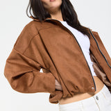 Camel Oversized Faux Suede Jacket