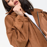 Camel Oversized Faux Suede Jacket