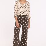 Brown Polka Dot Wide Leg Trousers